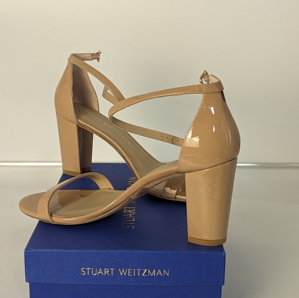Stuart Weitzman Newly Nude Patent Heel 10B